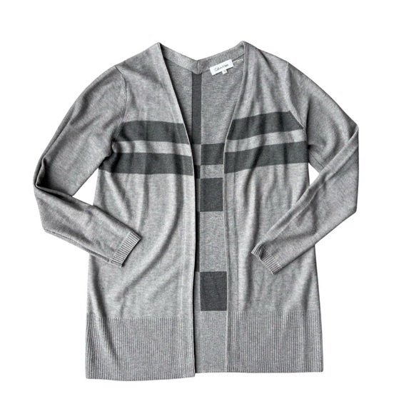 Calvin Klein Sweaters - Calvin Klein Long Knit Cardigan Sweater Color Block Size S Gray